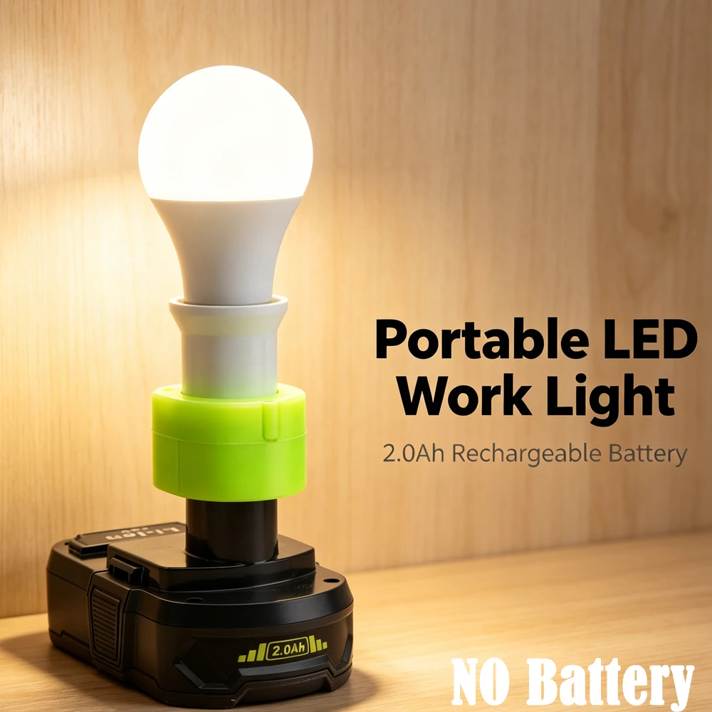 

LED Work Light For RYOBI 18V One+ Lithium Battery P108 P104 18V Series Battery Portable E27 Bulb Lamp (Not include battery)