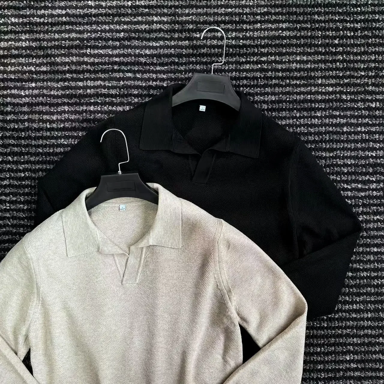 Early Autumn Fashion Gentleman's Seagull Neck Wool Blended Knitted POLO Shirt Sweater Men's Commuter Thread Tide