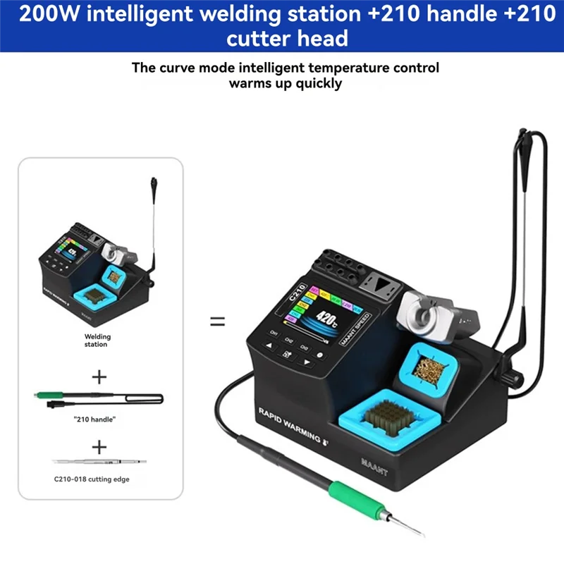 AAAF C210 Digital Soldering Station 200W Adjustable Temperature Range 60 To 460° C Rapid Heating With Color Screen For Handle Re