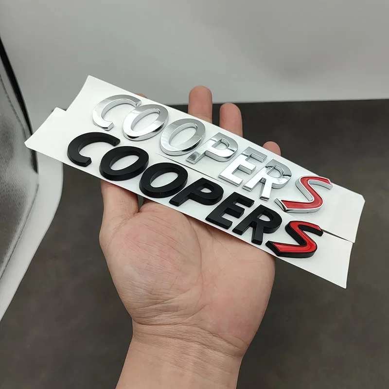 ABS Black Logo Cooper S Emblem Letters Car Trunk Badge for R55 R56 F56 R50 R52 F55 JCW R53 Cooper S Sticker Accessories