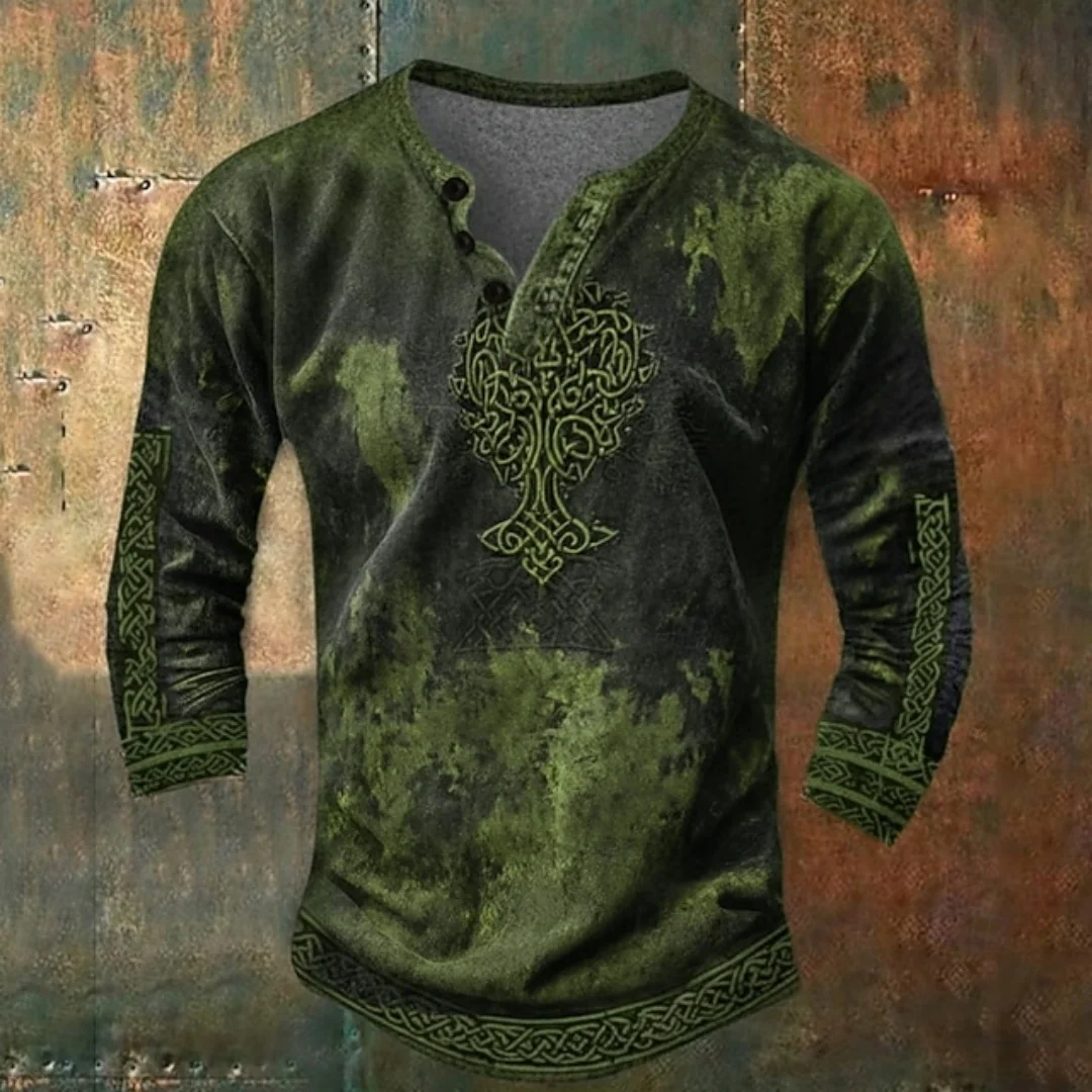 قميص شجرة هينلي للرجال تي شيرت بأكمام طويلة قمصان عتيقة موضة ريترو غير رسمية لقضاء العطلات لخريف وربيع وخريف 2026 قطع علوية عتيقة