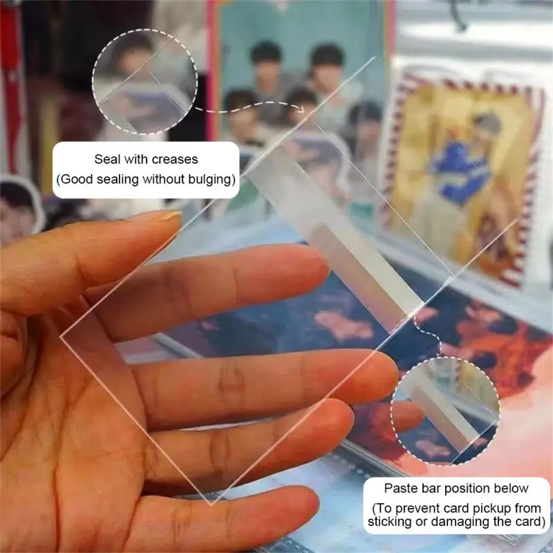 50pcs Kpop Card Sleeves Holder Clear 3 Inch Photocard Holographic Protector Film Album Binder Game Card Holder Stationery