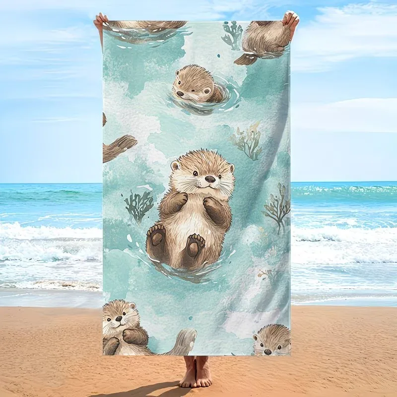 Sand-Free Microfiber Otter Beach Towel: Quick-Dry, Ultra-Soft, and Perfect for Seaside Fun.