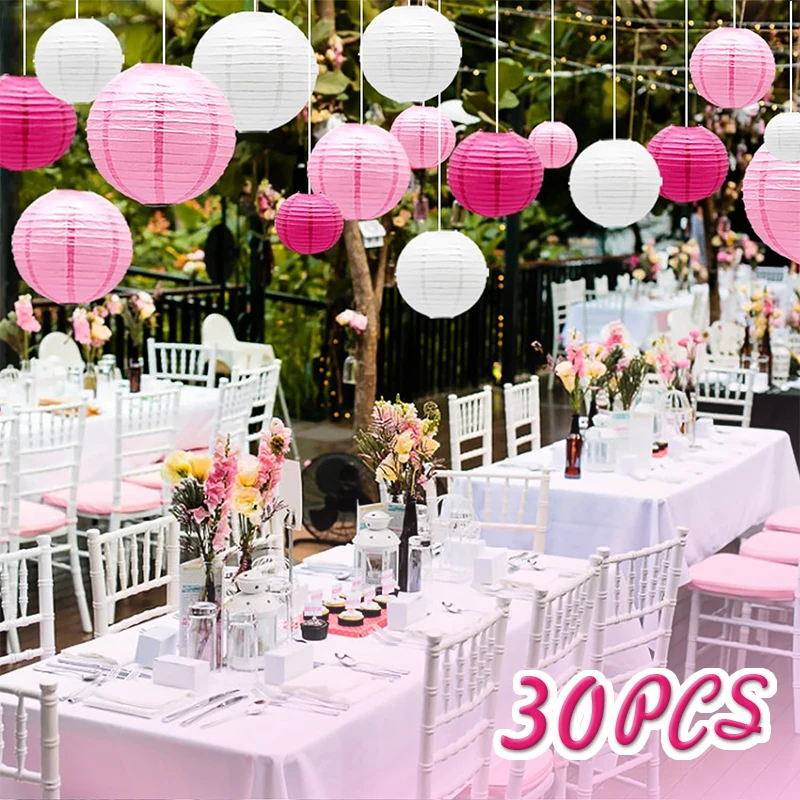 30PCS Wedding Chinese Paper Lanterns DIY Ball Hanging For Hanging Christmas Graduation Birthday Anniversaire Party Decoration