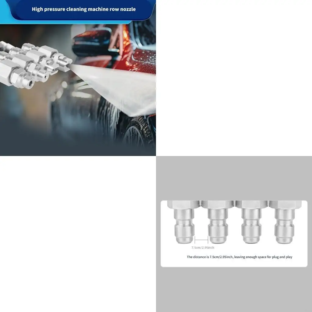 4 in 1 High Pressure Washer Nozzle Adjustable Sprayer Angled Stainless Steel