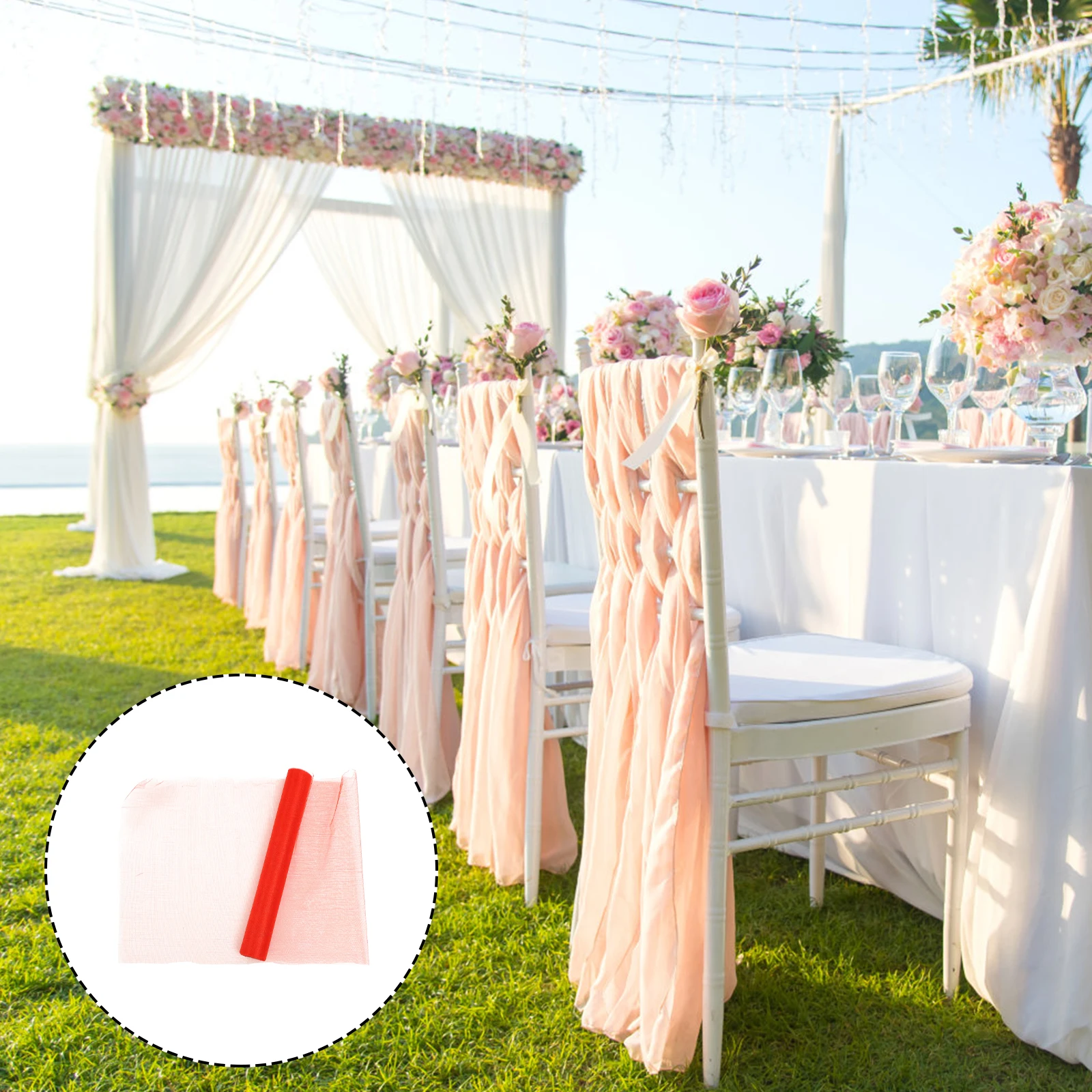 

30M Wedding Room Decor Mesh Ribbon 50cm WideRed Stair H rail Craft DIY Ribbon Gauze Decorations Multifunctional