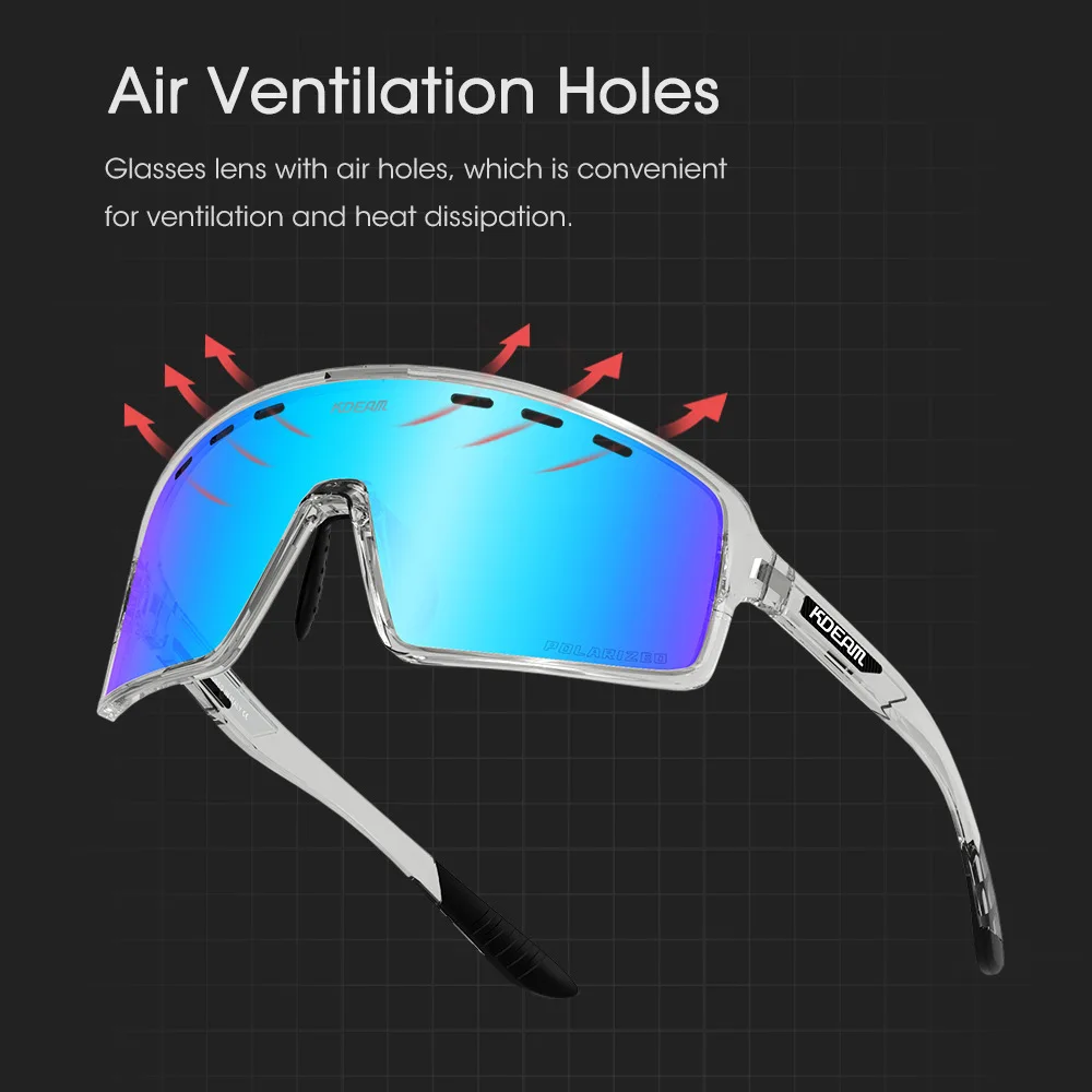 KDEAM New Integrated Polarized Sunglasses Men Outdoor Sports Goggle Windproof Sand Sun Glasses UV400 Anti-Glare TR Frame Shades