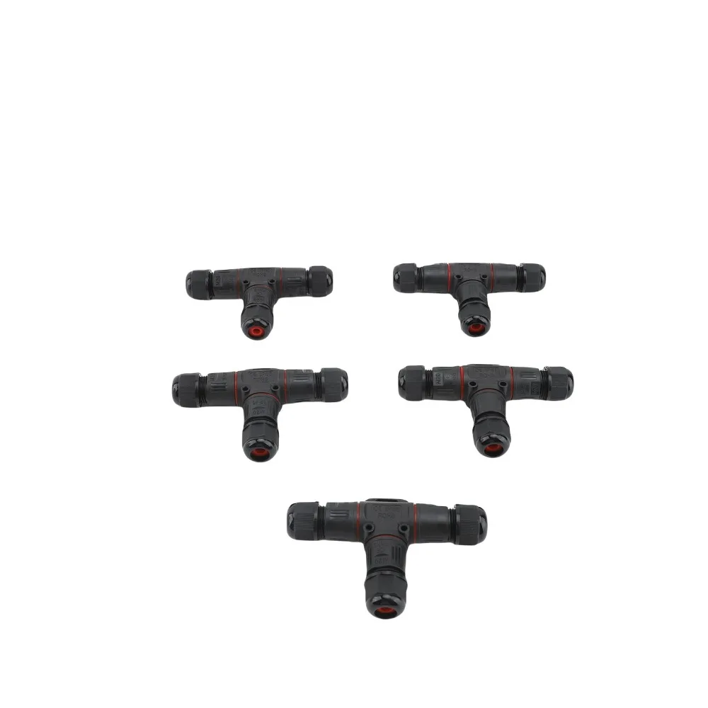 5Pcs IP68 3 Way Junction Box 3 Pin Industrial Grade Outdoor Junction Box 3.5-10mm Wire Range T Shape Design