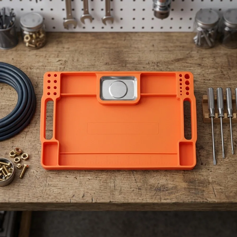 For Auto Repair Shop Substance Resistant Lightweight Portable Bright Visibility Color Non Slip Silicone Tool Tray