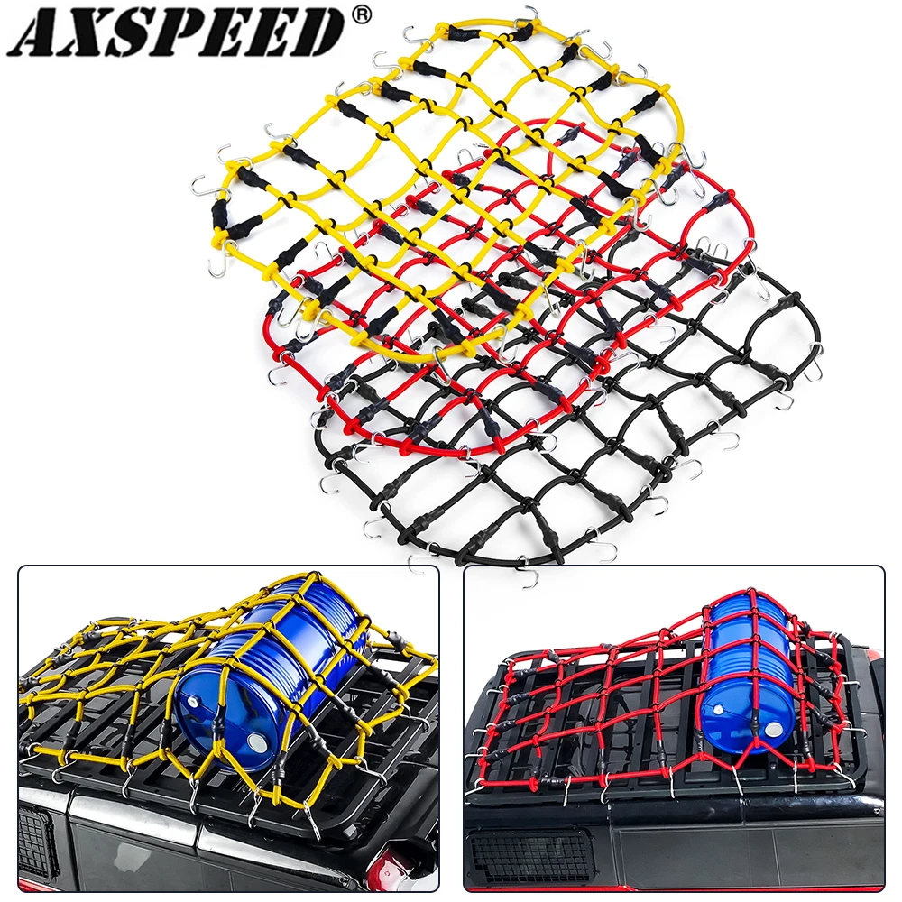 AXSPEED 1:10 Decor Accessories Rubber Luggage Net with Hook 250x160mm for 1/10 RC Crawler Car TRX4 Bronco Defender Parts