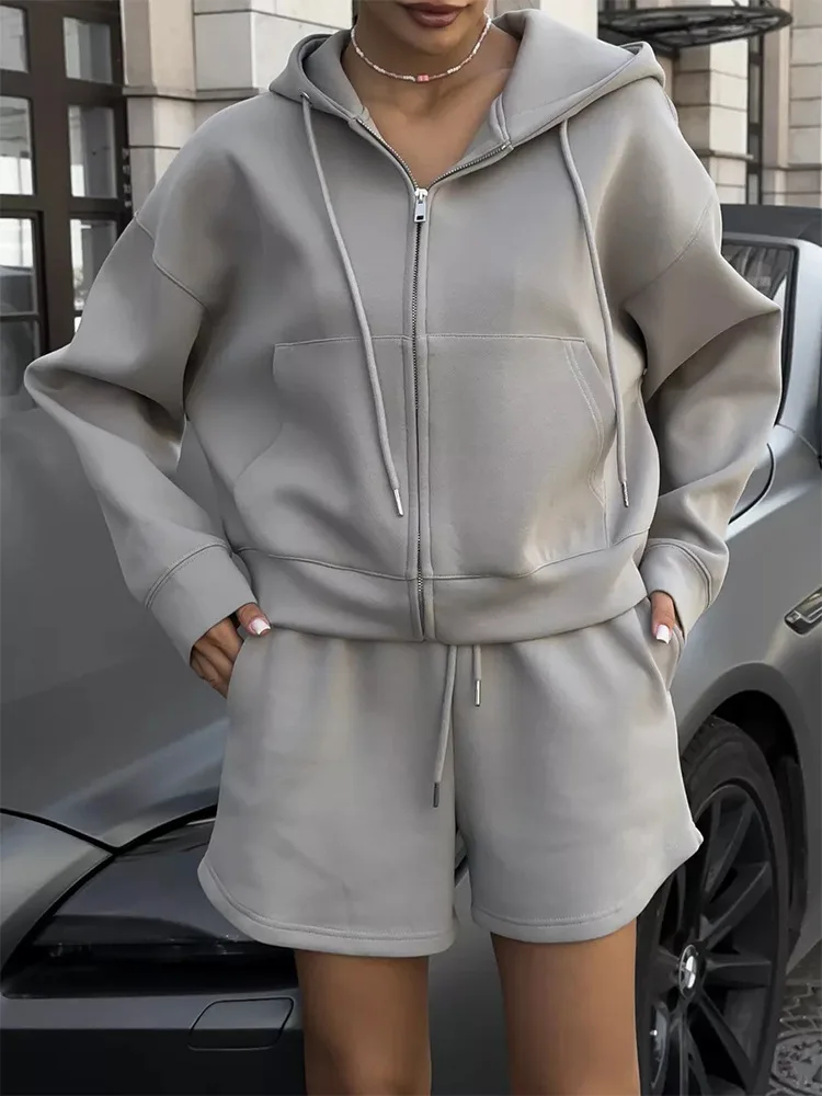 

Hoodies Shorts Two Piece Sets Women Pant Set Tracksuit Jogger Y2k Sweatshirts Autumn Matching Set Sports Elastic Waist Casual