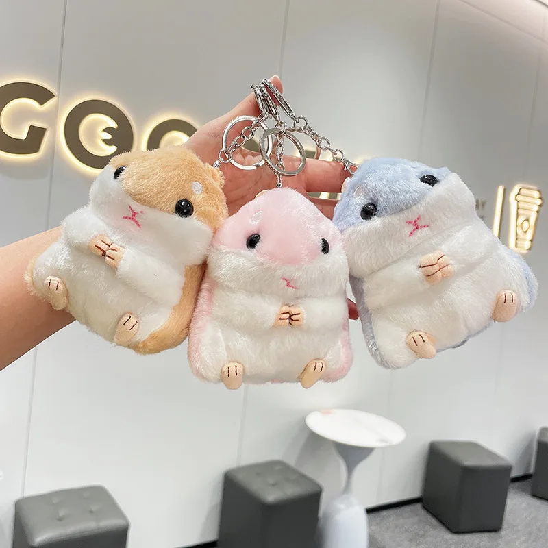 Cute Hamster Plush Keychain Cartoon Animal Plushie Key Ring Bag Pendant for Girls