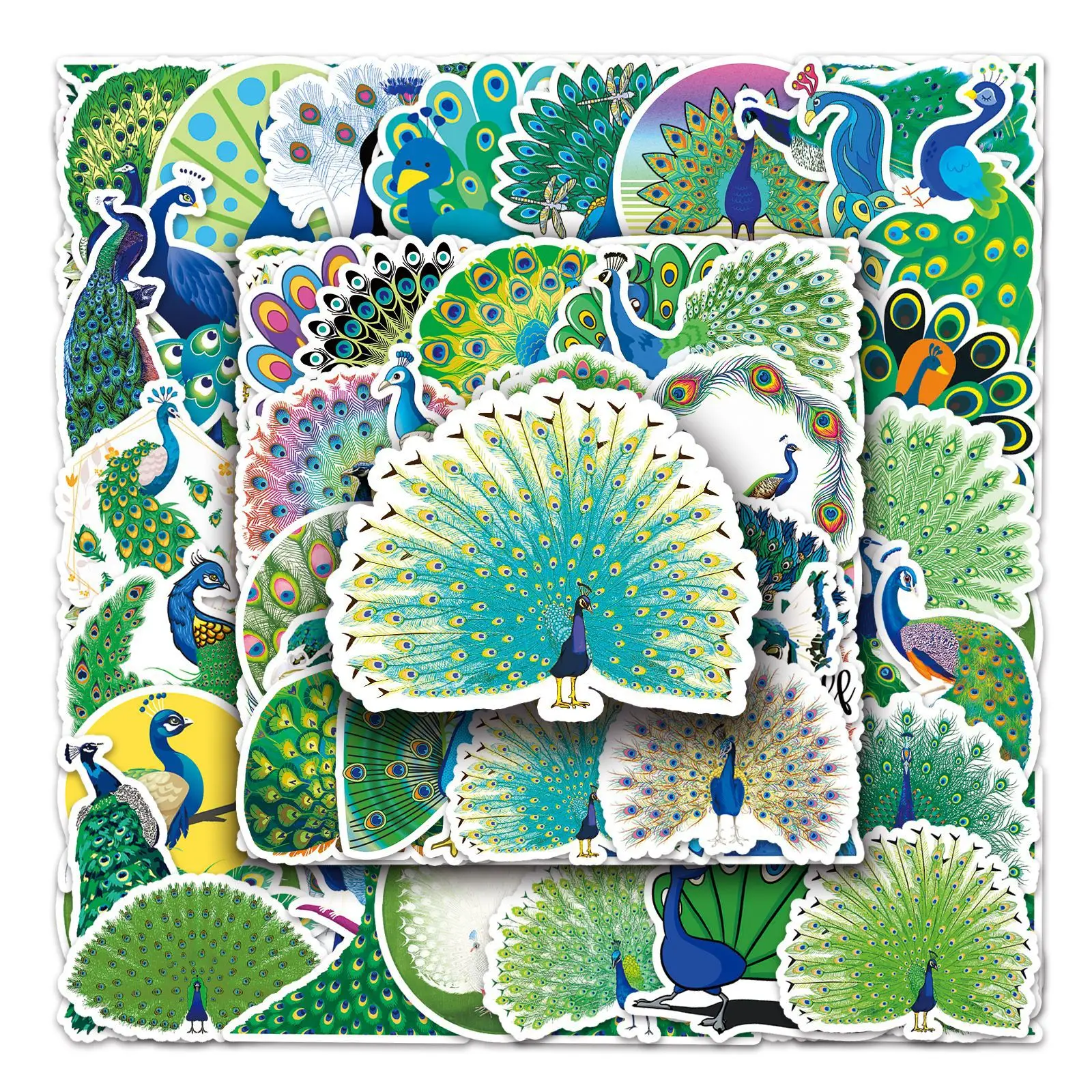 50PCS Vintage Peacock Material Stickers DIY Scrapbooking Diary Photo Album Journal Planner Decor Gift Animal Sticker