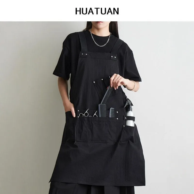 

1 шт., фартук для парикмахерской, стилист, парикмахерская с несколькими карманами для мужчин и женщин, домашняя рабочая одежда для бариста, защита от брызг