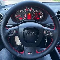 Customization Car Steering Wheel Cover Hand Sewing Genuine Leather For Audi A3(8P) A4(B8) A5 A8 A8L Q7 RS4 S4 S5 S6 S8 2007