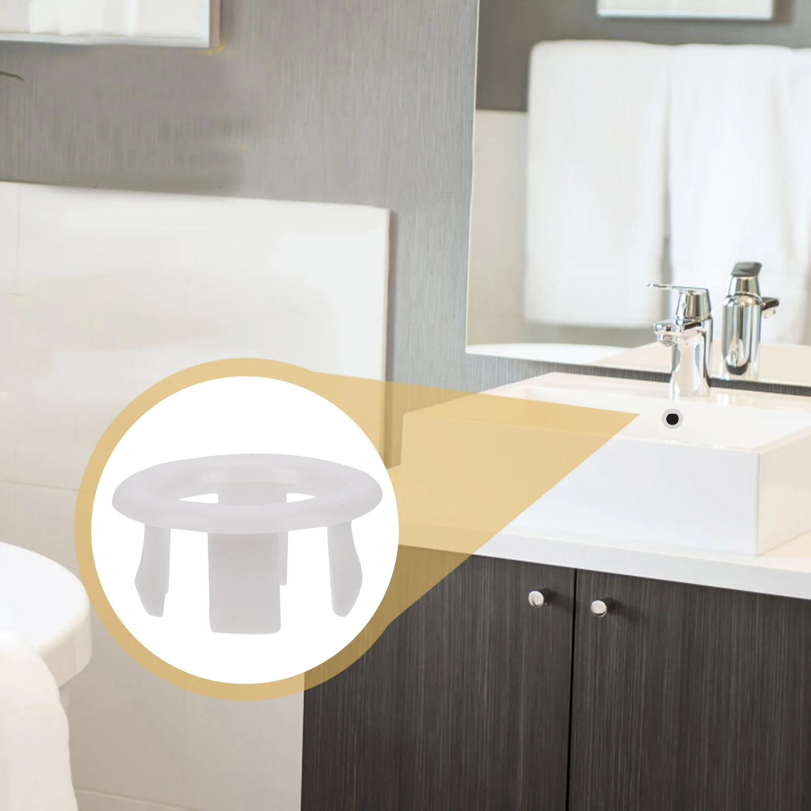 60 Pcs Overflow Hole Cover High Quality Plastic Wash Basin Easy Install Household Bathroom Supplies White Durability