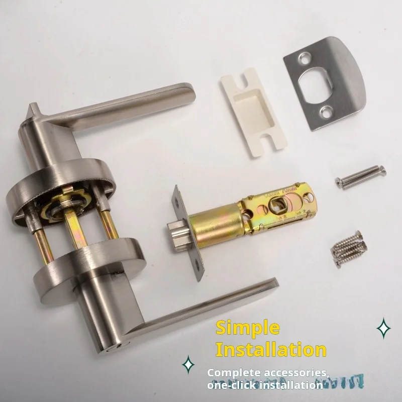Aluminum Alloy Three Bar Handle Lock Wooden Door Replacement Ball Lock Bathroom Single Tongue Door Lock Modern Door Handle