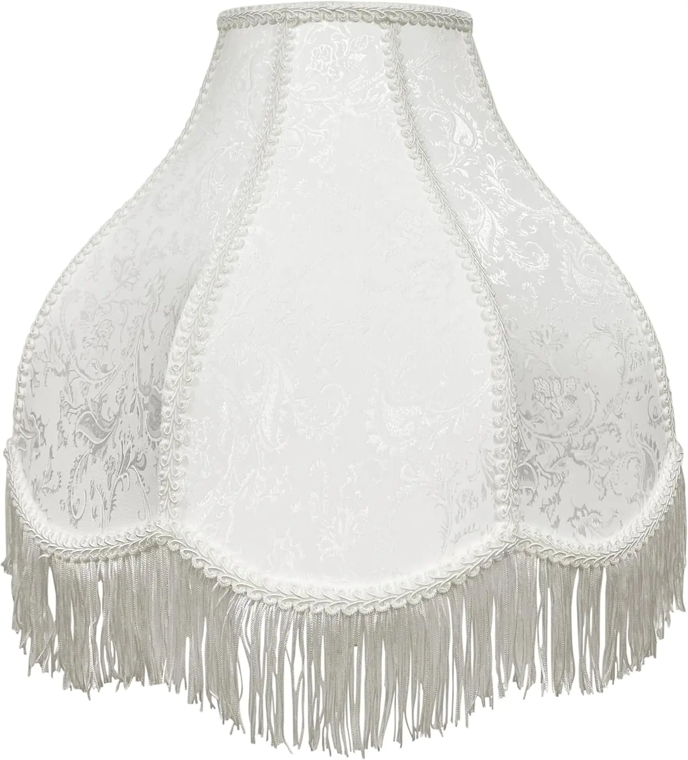 

Scalloped Fringe lampshade, 6"x16"x11"(Spider) Medium-sized white fan-shaped jacquard fabric lampshade，vintage lamp sha