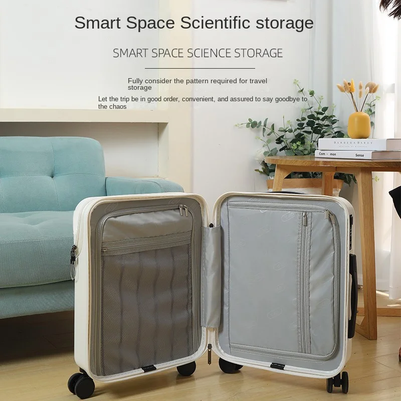 Front Opening USB Charging Suitcase on Wheels New Lightweight Luggage Zipper Suitcases Travel