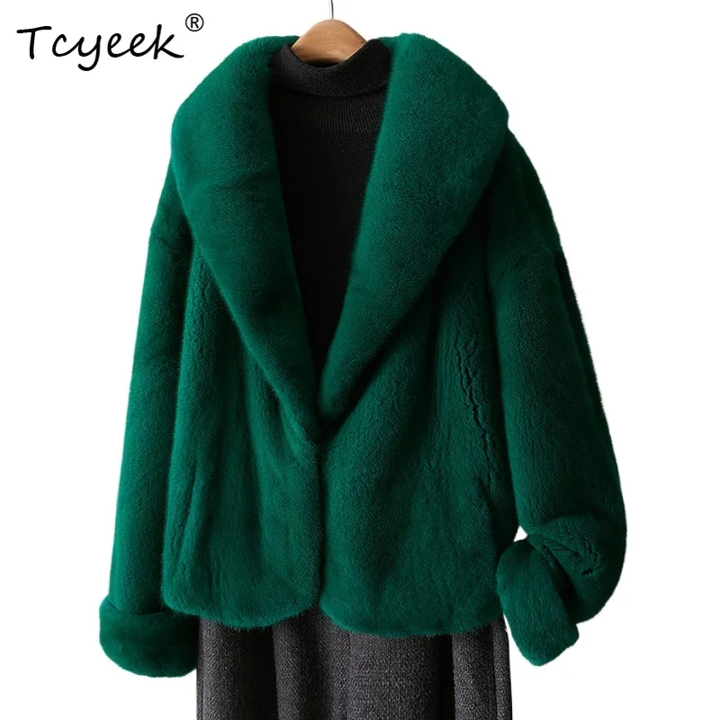 

Tcyeek Natural Real Mink Fur Coat Women Winter Clothes Female Whole Mink Warm Womens Coats Loose Fit Fashion Пальто Женское