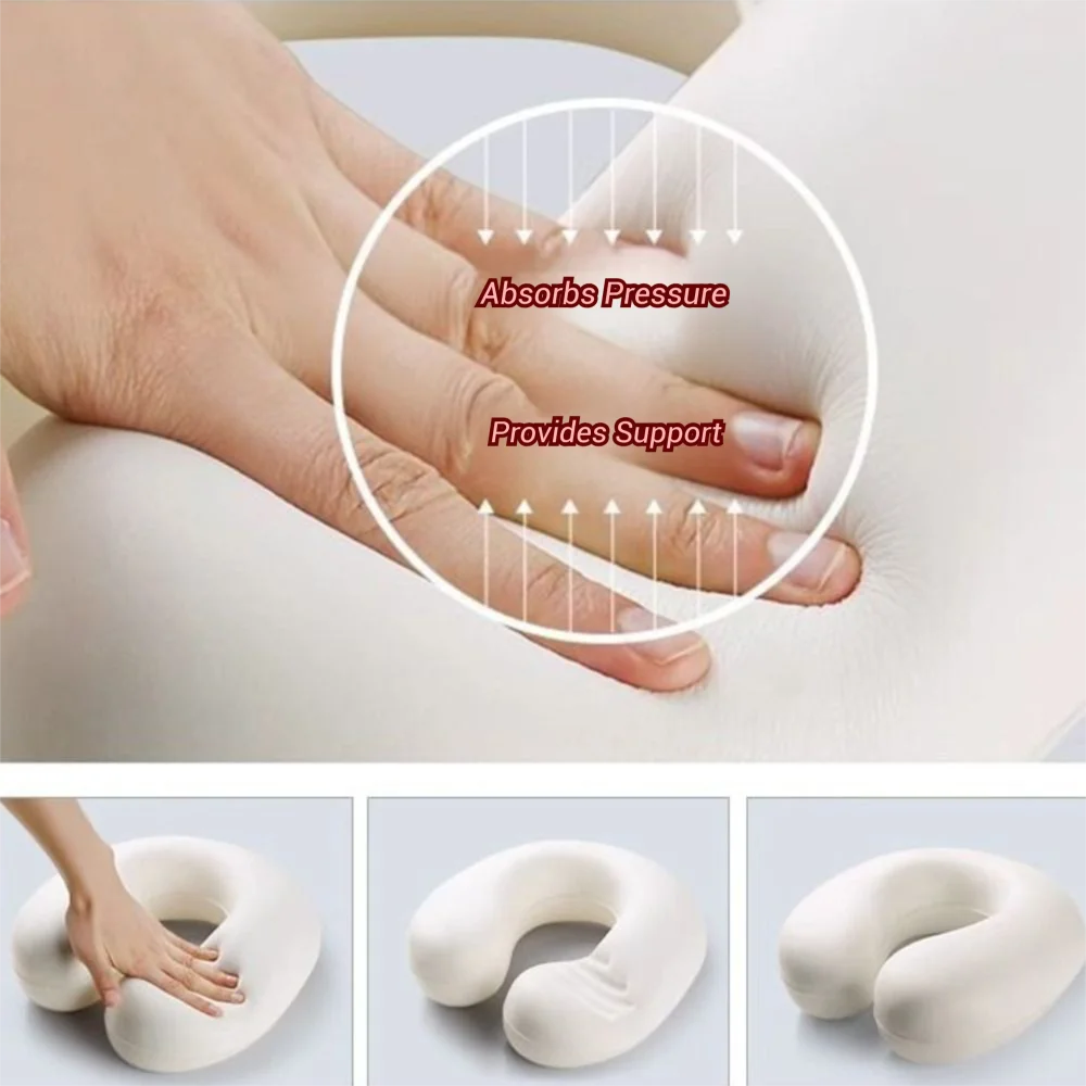 

Fish Scale Pattern Travel U-Shaped Pillow Slow Rebound Removable Neck Support Pillow Breathable Soft Sleeping Neck Protector