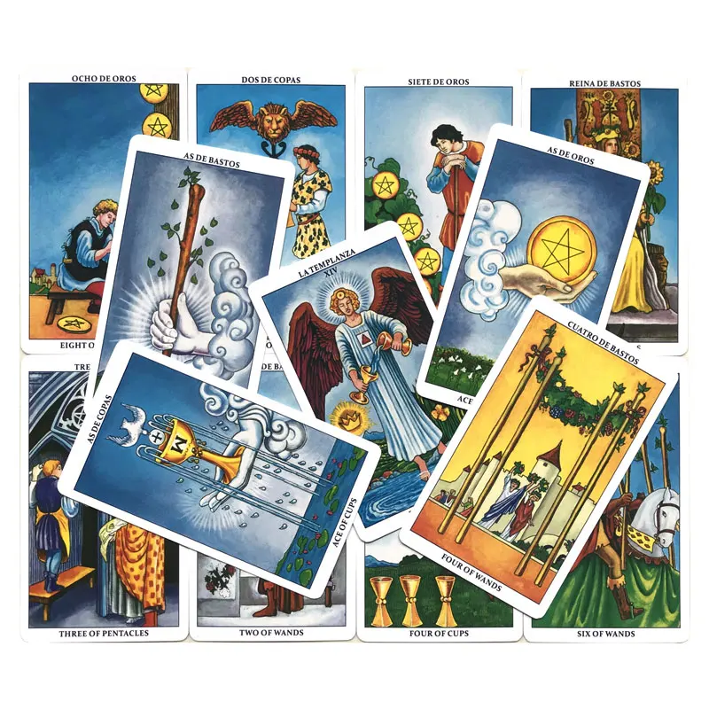 Spanish๏ผPrimary Beginner Tarot Oracle Tarot Card Fate Divination Prophecy Card Family Party Game Toy Tarot Brochure Guide