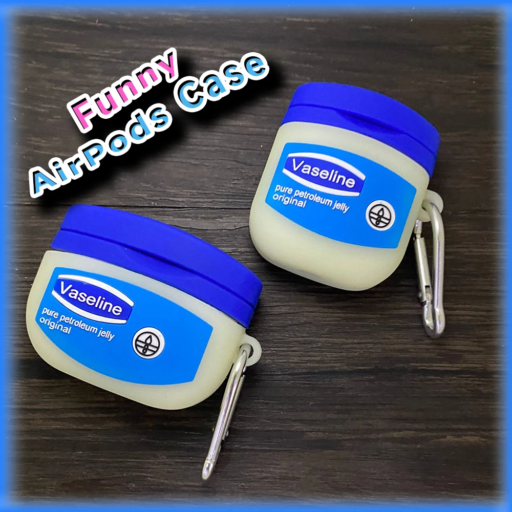 Creative Funny Petroleum Jelly like headset Case with Keychain Wacky Protective Cover for Airpods 1 2 3