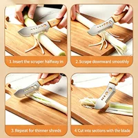 WXCOO Stainless Steel Scallion Slicer Multifunctional Fish Scale Knife Hand Forged Kitchen Butcher Knife with Wood Handle 2