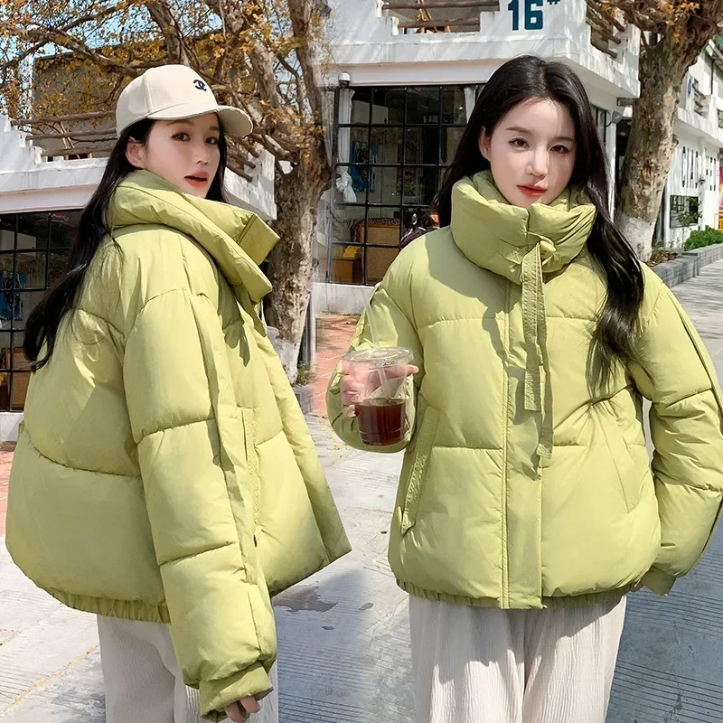 Unten Baumwolle gefütterte Abgeschnitten Mantel Frauen Parkas 2024 Neue Winter Mantel Koreanische Lose Thicke Puffer Baumwolle Jacke Student Warme Oberbekleidung