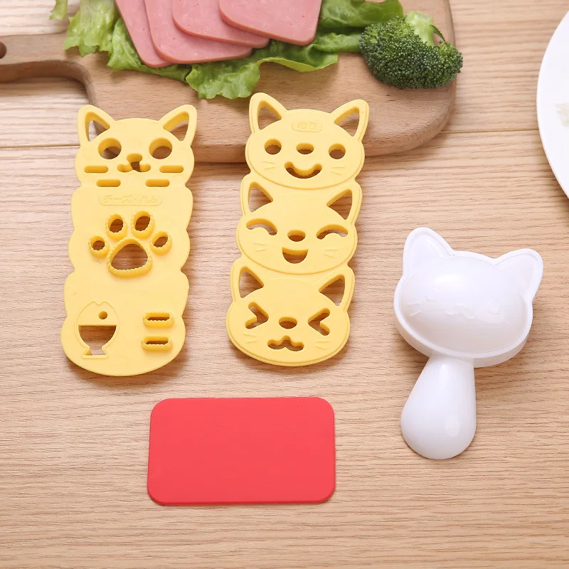 Japanese Style Sushi Decoration Tool Cartoon Cat Shape Sushi Rice ball Mold set