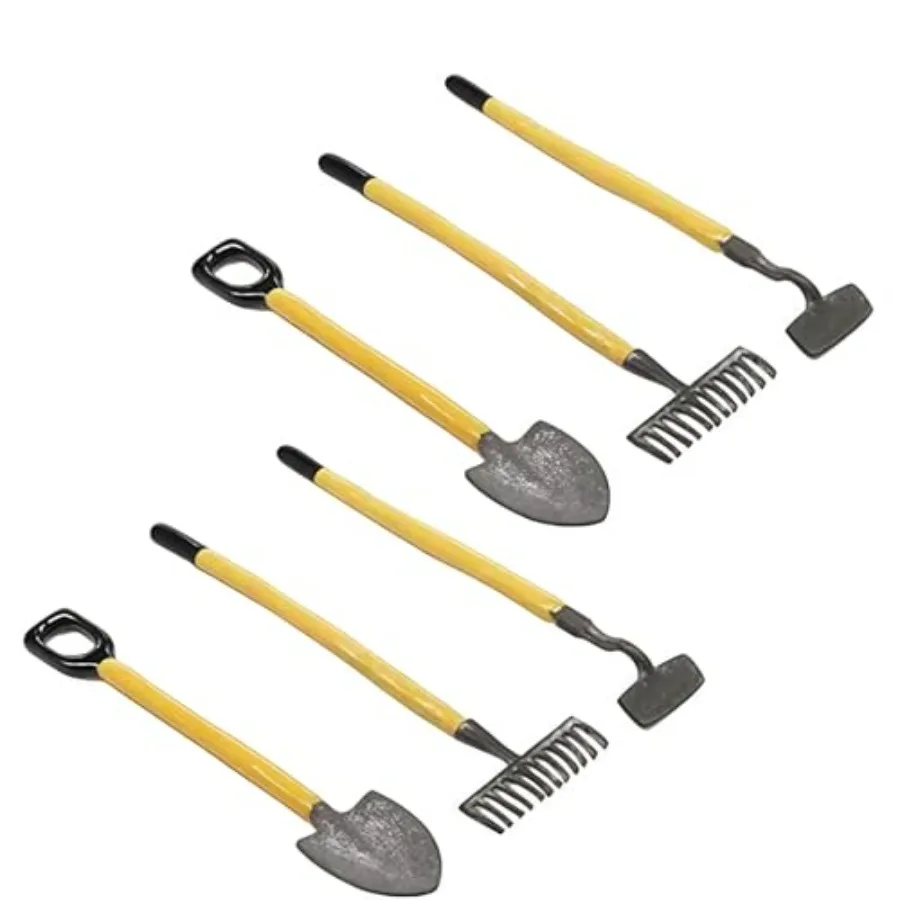 

6Pcs Miniature Shovel Rake and Hoe Farm Tools Dollhouse Decoration Accessories in Brown for Yard Scene Model Set Detailed Plast
