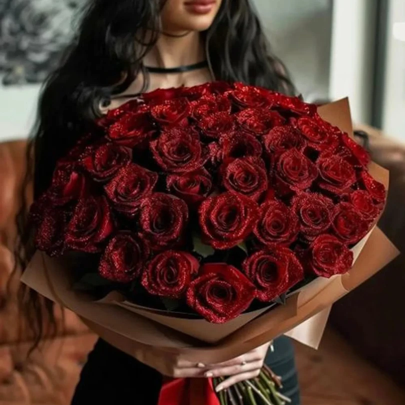 10/30 pezzi 7/6 cm Glitter fiore artificiale rosa Festa della mamma/San Valentino ragazza amica moglie bouquet fai da te regali per il matrimonio Compleanno