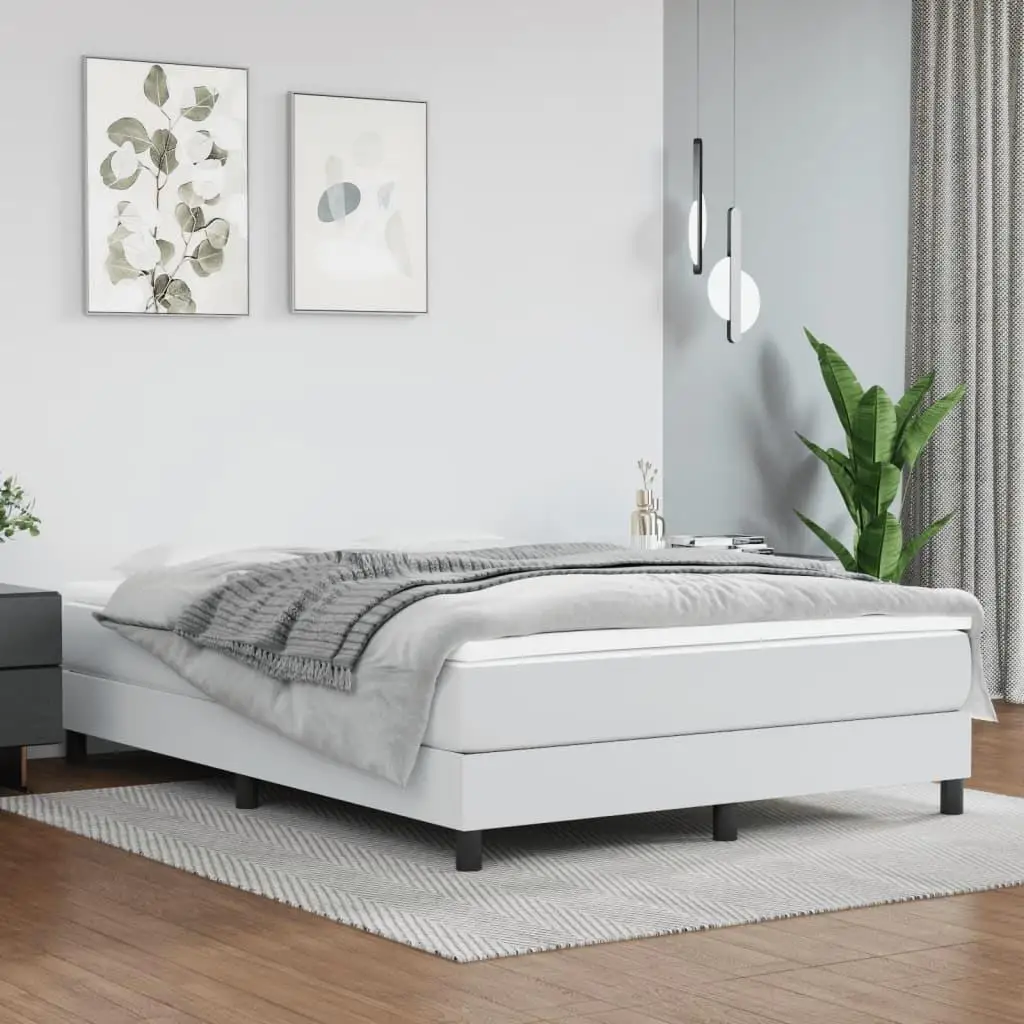 White Faux Leather Full Bed Frame (No Mattress) - US Shipping Only