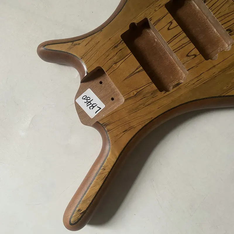 LB480 Natural Solid Spalted Maple Body+Solid Mahogany for 5 String Active Bass Guitar Replace and DIY - view 4