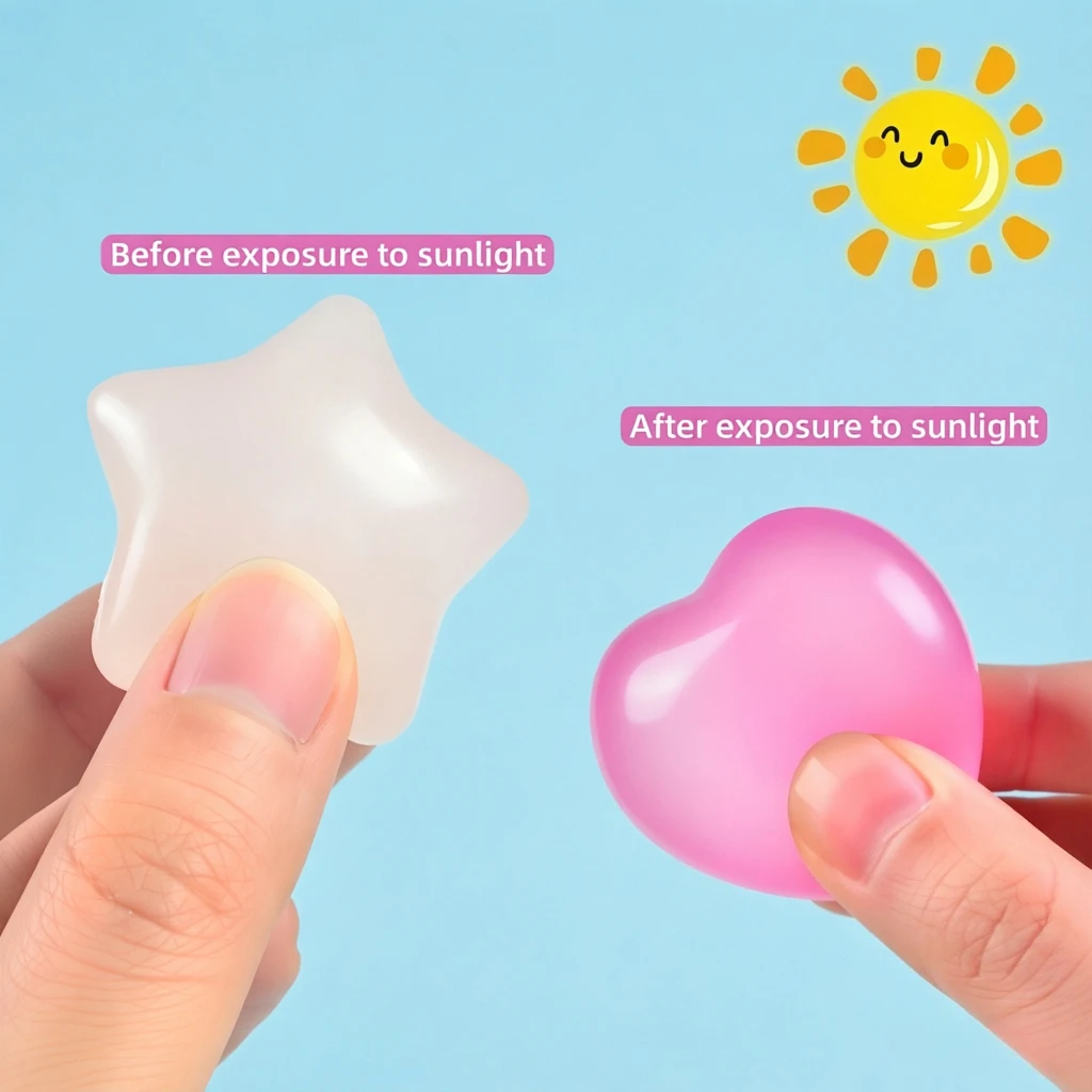 Photochromic Heart Star Slow Rising Squeeze Toy Moldable Stress Relief Fidget Sensory for Kids Ages 3+ Random Design