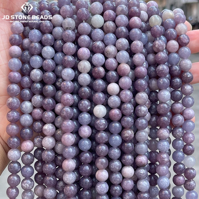Natural Stone China Lepidolite Beads Round Loose Spacer Bead 8 10mm for Jewelry Making DIY Bracelet Necklace Accessories 15