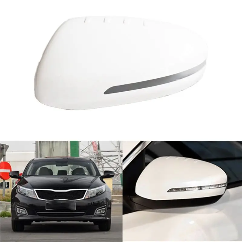 White Car Side Wing Mirrors Cover Rearview Mirror Housing Cap For Kia K5 2011-2015-A74F