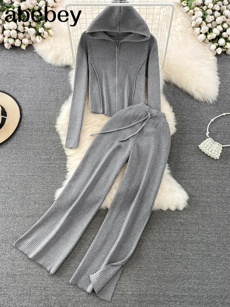 New Winter Women\'s Tracksuit Sweater+Wide LegsPants Suit Oversized Casual Two Piece Set Sports Sweatshirts Pullover Outfits y2k