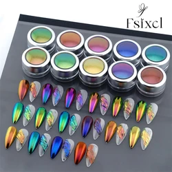 FSIXCL Nail Chrome Powder Chameleon Glitter Color Shift Effect for Manicure Decoration Metallic Mirror Iridescent Pigment Dust