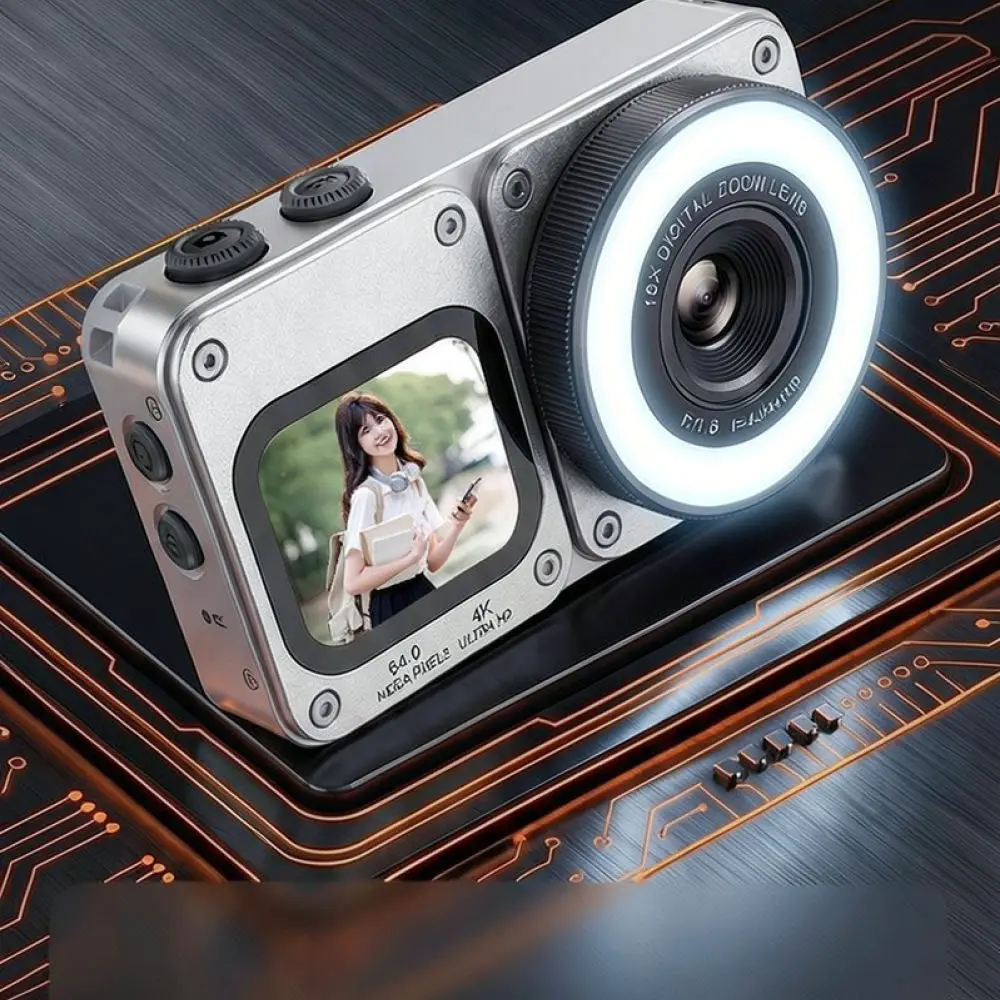Compact Digital Camera A70 Dual Display Selfie Camcorder 24MP High Definition Photo Recorder Portable Metallic Travel Vlog Gear
