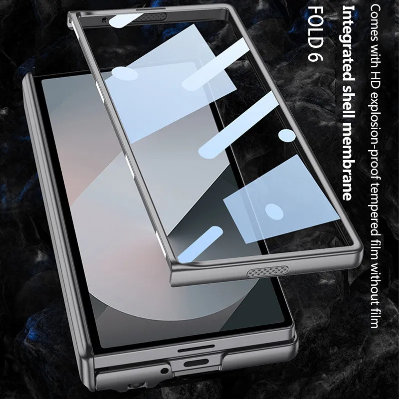 For Samsung Galaxy Z Fold 6 Fold6 5G Magnetic Folding Pivot Shift Integrated Pen Slot Anti-drop Hard Case Cover