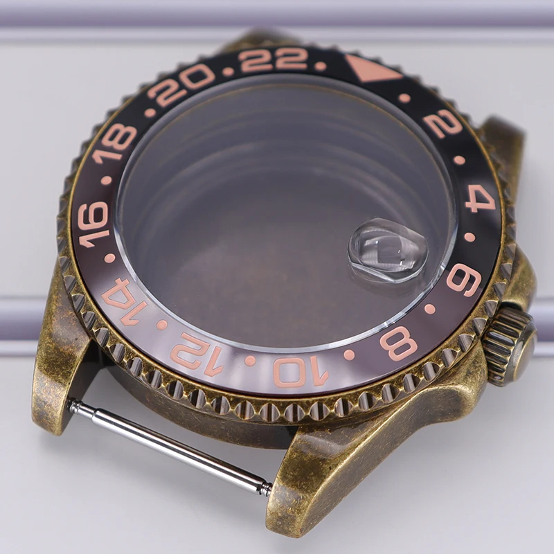 NH35 Tauchergehäuse 40mm Bronze Retro Uhrengehäuse Saphirglas für GMT NH34 NH35 NH36 NH38 4R36 Uhrwerk Uhrenzubehör Ersatzteile – Detail 12