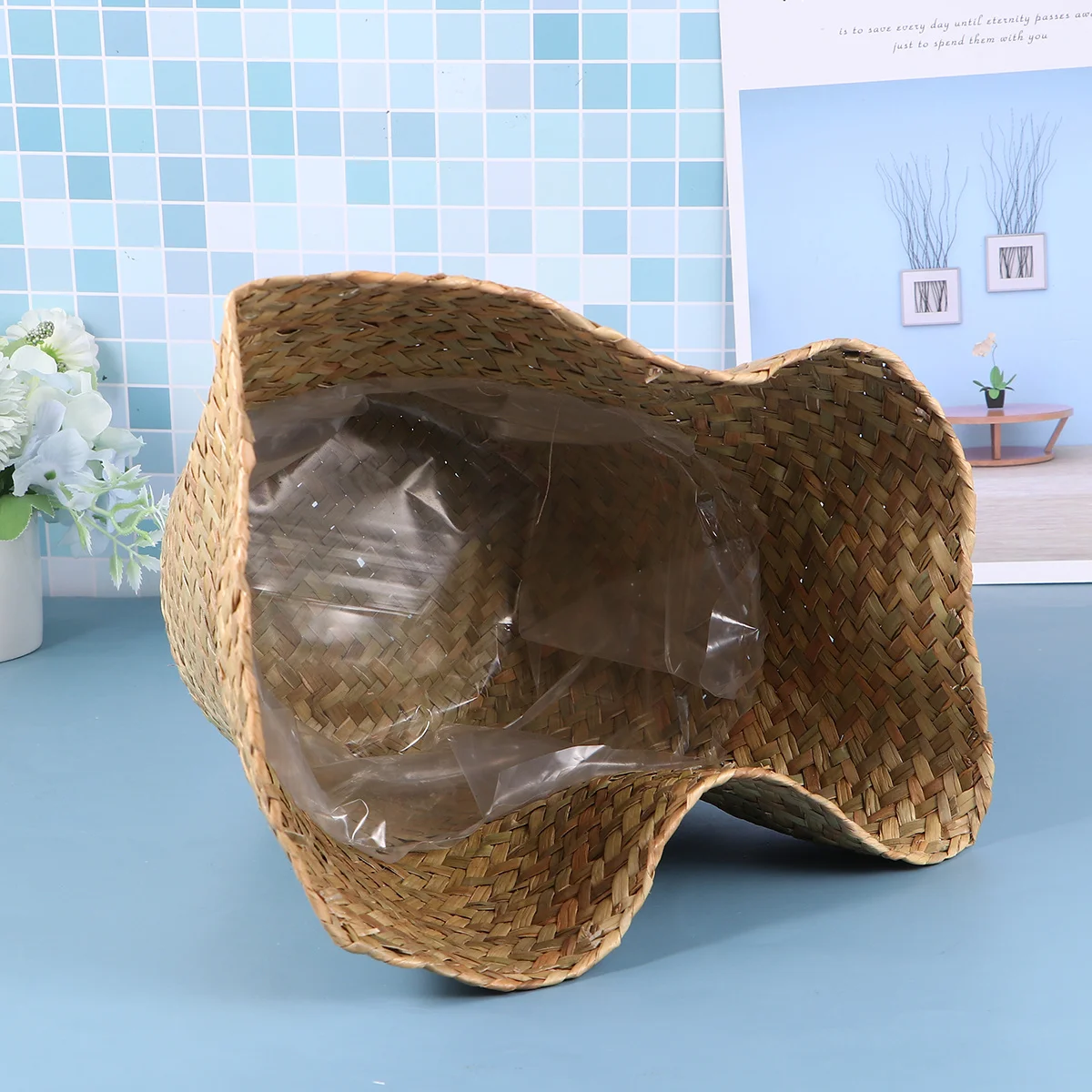 

1Pcs Beautiful Pastoral Style Woven Basket Handmade Flower Pot for Balcony Living Room Durable Gift Decoration Flower Pot