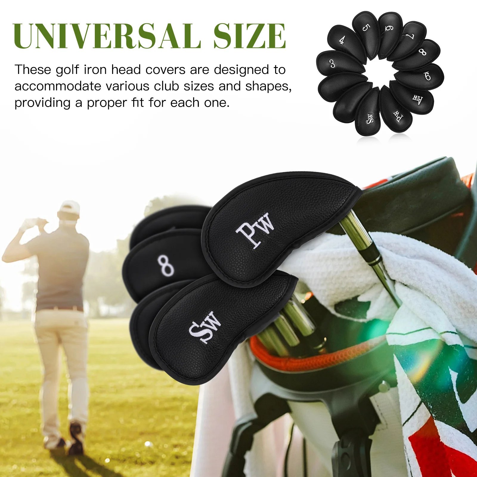 12 قطعة جولف بولي Pu الحديد مضرب سائق وودز يغطي ل نادي الغولف يغطي للرجال الرجال النساء نادي غطاء الغولف اكسسوارات #3