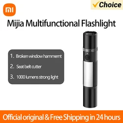 Xiaomi Mijia Multifunctional LED Flashlight Zoomable Ultra Bright Torch Window Breaker Safety Belt Cutter Car Emergency Light