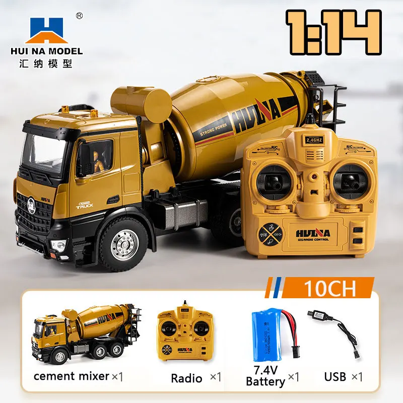 HUINA 574 1/14 remote control truck 10CH concrete mixer truck toy 2.4G Mud tanker truck outdoor engineering vehicle toy boy gift