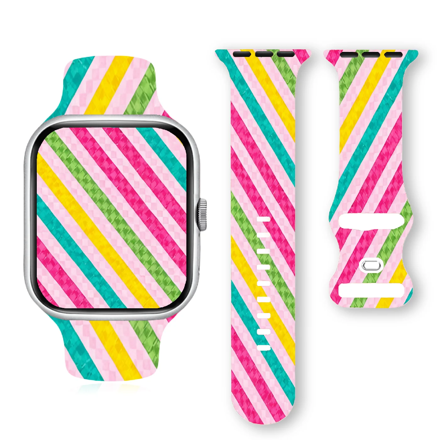 Rainbow Macaron Soft Silicone Band for Apple Watch 9 8 7 6 5 Ultra SE Size 38 40 41 42 44 45 49mm Strap Suitable for All iWatch