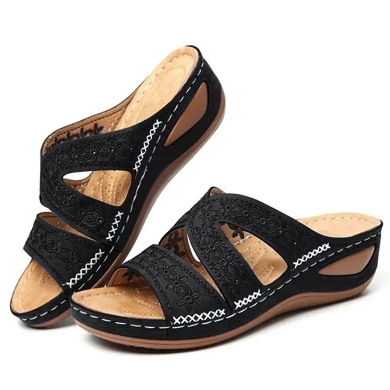 Sommer 2026 Damen-Sandalen mit offenen Zehen, Retro Rutschfeste Leder-Freizeitsandalen, Modische Vielseitige Damensandalen – Detail 16