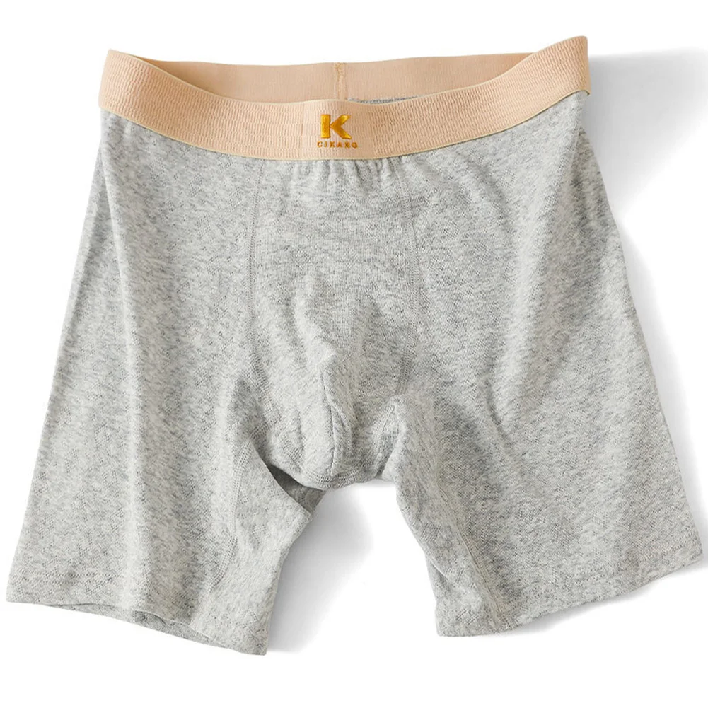 

Men Cotton Boxer Briefs Breathable Elastic Underwear Comfortable Sports Long Leg Male Solid Color Classic Design Underpants