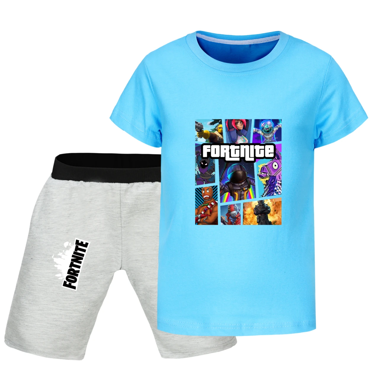 Children Clothes Sets Fortnite Summer Kids Cartoon T-shirts Shorts Two-piece Set Baby Boys Tracksuit Girls Outfits067
